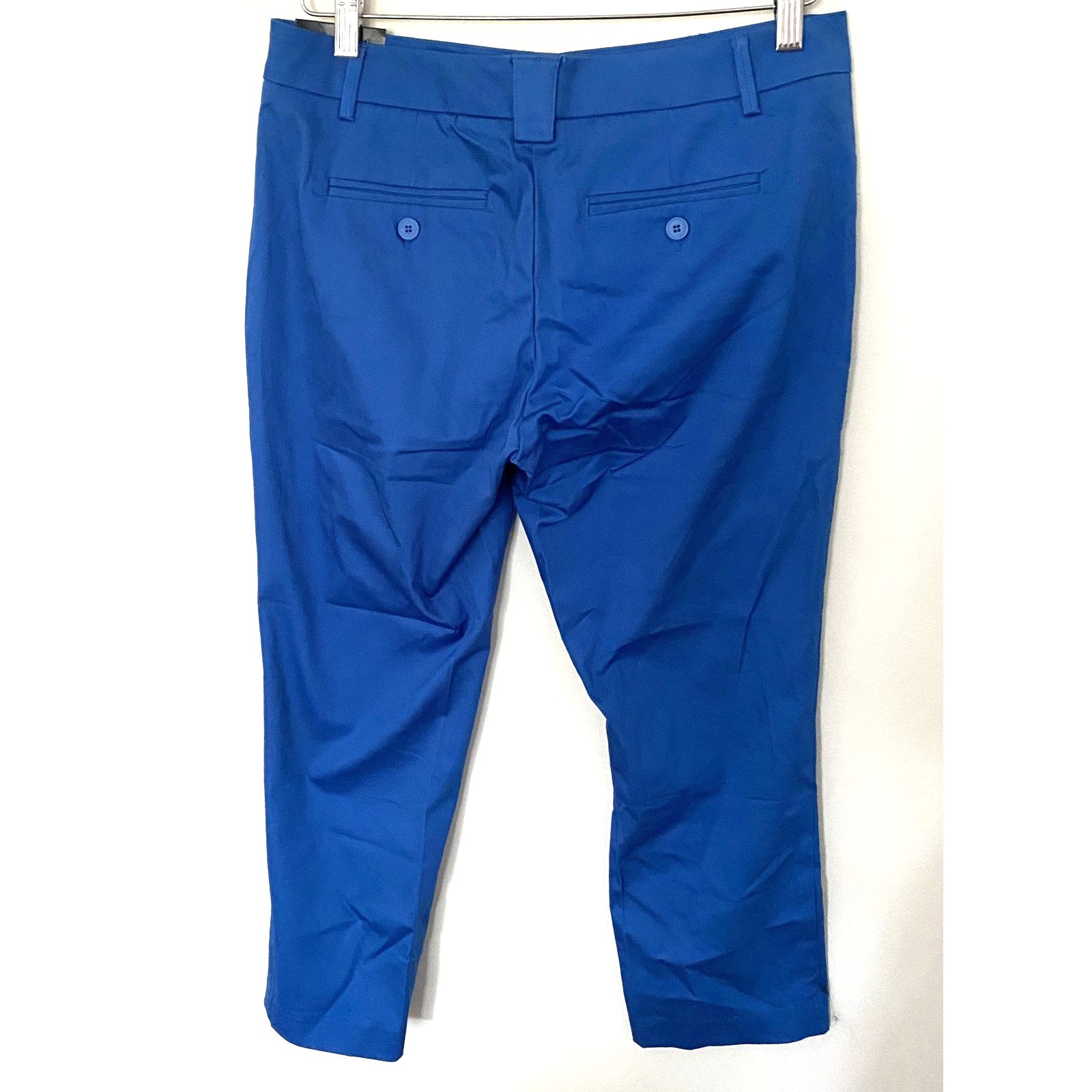 Nwt Ny & Co Blue Cropped Straight Leg Pants | Slim Fit Sateen Office Wear Sz 4 — image 2 of 7
